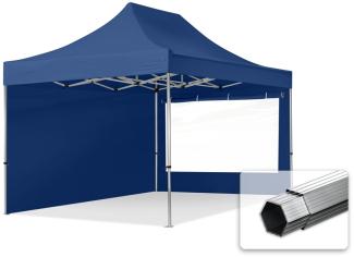 3x4,5 m Faltpavillon PROFESSIONAL Alu 40mm, Seitenteile mit Panoramafenstern, blau