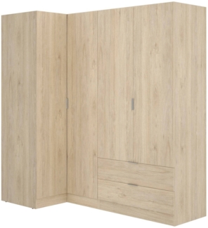 Dmora Großer Kleiderschrank Efesto, Eckschrank für Schlafzimmer, Eckschrank, 174x91h184 cm, Eiche
