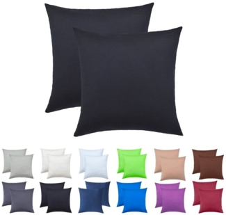 NatureMark Kissenbezüge 2er Pack Jersey Kissenbezug Kissenhülle, (2 Stück), Kissenhülle in vielen Größen und Farben (40 x 40 cm, Schwarz)