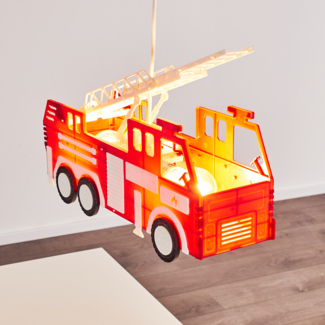 hofstein Pendelleuchte »Molare« rotes Feuerwehrauto als Hängelampe aus Kunststoff, ohne Leuchtmittel, 2xE27 max. 13 Watt, Feuerwehr Hängeleuchte, auch