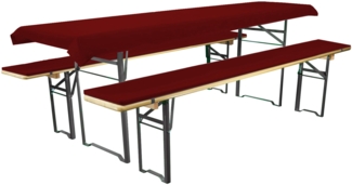 Brandsseller Auflagenset für Bierzeltgarnituren 3-teilig 2 Bankauflagen gepolstert 220x25 cm und 1 Tischdecke 240x70 cm für alle gängigen Festzeltgarnituren Bierbankauflagen Outdoor - Rot