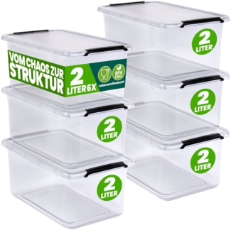 DEUBA® Aufbewahrungsbox-Set, 6-teilig, mit Deckel, 2 L