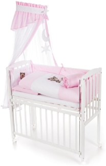 Beistellbett, weiß Boxspring inkl. textiler Ausstattung Teddy rosa