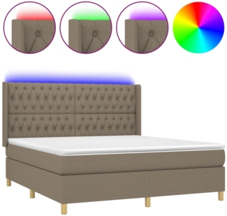 vidaXL Boxspringbett mit Matratze & LED Taupe 180x200 cm Stoff 3139137