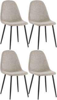 CLP 4er Set Esszimmerstühle Napier gepolstert bis 150 kg belastbar,creme Stoff