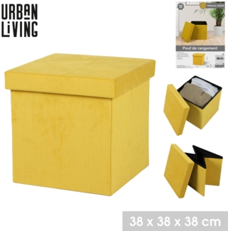 Urban Living Sitzhocker faltbar Sitzwürfel "VELOURS COTELÉ" 53510 gelb