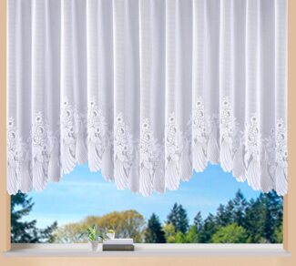 Weckbrodt Bogenstore Savannah, Kräuselband (1 St), halbtransparent, Jacquard, Jacquard, Bogenstore, halbtransparent, Bordüre, Kante, floral, Store