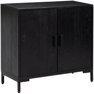 vidaXL Sideboard Schwarz 75x35x70 cm Massivholz Kiefer 349924