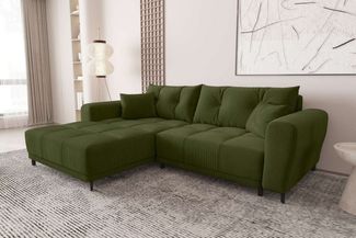 99rooms Massimo Ecksofa Cordstoff POSO Khaki mit Schlaffunktion Links