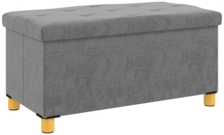 HOMCOM Sitzbank mit Stauraum, faltbar, mit Samtoptik, Sitztruhe (Truhenbank, 1-St, Polsterbank), für Flur Schlafzimmer Wohnzimmer, 76 x 38 x 38 cm Grau