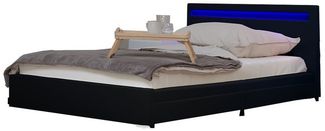 HOME DELUXE - LED Bett NUBE - Schwarz, 180x200 cm - inkl. Schubladen und Lattenrost I Polsterbett Design Bett inkl. Beleuchtung
