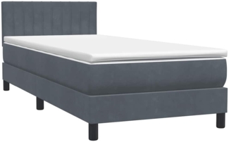 vidaXL Boxspringbett mit Matratze Dunkelgrau 80x220 cm Samt 3316426