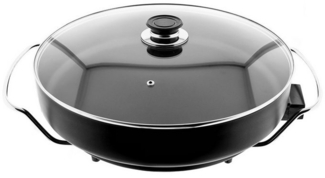 COFI 1453 Elektrische Pizzapfanne Elektrische Multifunktionspfanne Grillpfanne 40 x 7 cm Schwarz