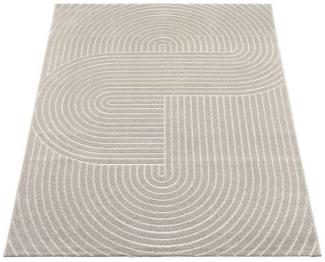 TaraCarpet Teppich TaraCarpet Zen Modern fürs Wohnzimmer Schlafzimmer und Outdoorteppich, rechteckig, Höhe: 5 mm, In&Outdoor Teppich hoch-tief 3D beige Wohnzimmer Schlafzimmer 80x150