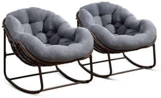 LVHOM Schaukelstuhl mit gepolstertem Kissen, Rattanstuhl mit Stahlrahmen, Lounge Sessel (Großformat B110.5cm x T94.5cm x H80cm,Dicke Kissen,160kg Tragfähigkeit, MEHRE FARBEN MEHRE OPTIONEN! Schaukelsessel umhüllendem Sitzgefühl & hoher Armlehne, 2 St),...