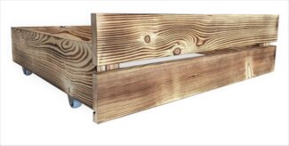 sunnypillow Palettenbett M2 aus Holz mit Lattenrost und 2 Bettkästen, 2 x Bettschubladen Geflammt