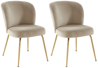 Vente-unique - Stuhl 2er-Set - Samt & vergoldetes Metall - Beige - POLPONA de Pascal MORABITO