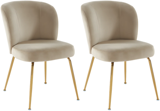 Vente-unique - Stuhl 2er-Set - Samt & vergoldetes Metall - Beige - POLPONA de Pascal MORABITO