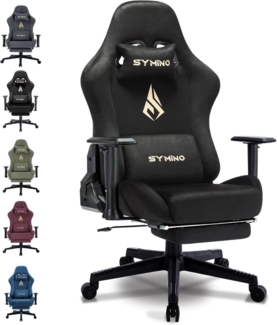 Symino Gaming Stuhl Bürostuhl Hochwertig Stoff Schwarz Kunstfell