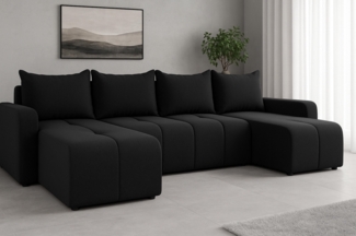 AX LIVING Ecksofas groß Ferrande 317 cm – Sofa schwarz mit Schlaffunktion & Struktur