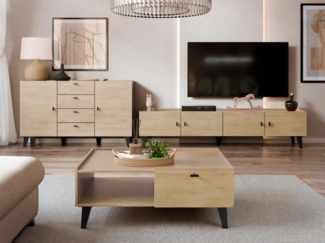 Wohnzimmer-Set Vurkizo (Farbe: Eiche Cremona)
