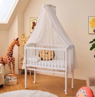 Alavya Home® Betthimmel Babybetthimmel mit Himmelstange Baldachin Insektenschutz für Babybett (2-tlg), Komplett-Set 100% Bio-Baumwolle, GOTS-geprüft, 150x240 cm