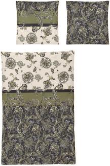 Irisette Feinbiber Bettwäsche Koala 155x220 Paisley Ornamente grün creme 8428-20