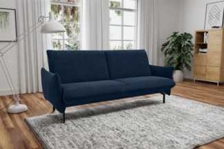 DOMO. collection Sofa 700 003, 2-Sitzer Liege, Rechteckig, Schlaffunktion, Füße mit Filzgleitern, 2er Couch, Polstergarnitur, 234 x 95 x 102 cm (BxTxH), blau