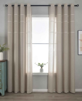 Gardinenbox Gardine (2 St), Ösen, halbtransparent, Polyester, »Leipzig« Kettenmuster lichtdurchlässig elegant 202450-2