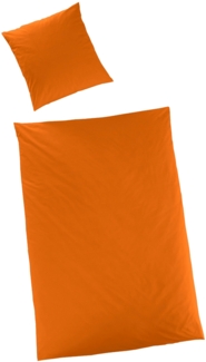 Hahn Haustextilien Luxus-Satin Bettwäsche uni Farbe orange Größe 155x220 cm