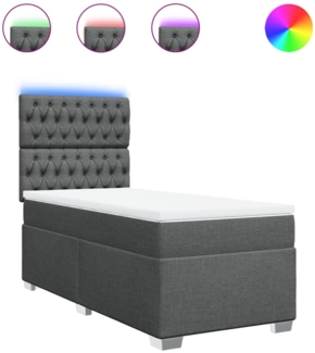 vidaXL Boxspringbett mit Matratze Dunkelgrau 100x200 cm Stoff 3292707