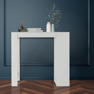 ML-DESIGN Bartisch Bistrotisch mit 3 Ablageflächen aus Holz Bartheke Küchenthe, Küchenbar Weiß Küchenbartisch Bartresen Schreibtisch Loungetisch