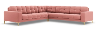 Micadoni Symmetrisches Ecksofa Mamaia 6-Sitzer Samtstoff Rosa Metall Gold