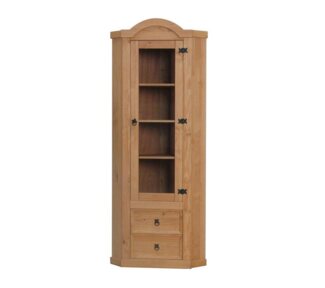 ebuy24 Vitrine New Mexico Eckschrank mit 1 Glastür und 2 Schublad