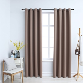 vidaXL Verdunkelungsvorhänge mit Metallösen 2 Stk. Taupe 140x175 cm 134434