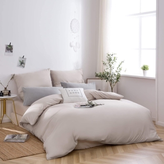AYSW Bettwäsche Microfaser 1 Bettbezug 200x200cm + 2 Kissenbezug 80x80cm Beige