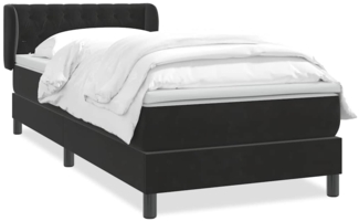 vidaXL Boxspringbett mit Matratze Schwarz 80x220 cm Samt 3317801