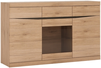 Sideboard mit Glastür SANFORD-129 in Eiche hell Nb, B/H/T: ca. 150/92,5/40 cm