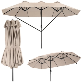 tectake Sonnenschirm Ampelschirm Silia 460x270 cm mit 3 Winddächern, geeignetes Set für Terrasse oder Garten, Parasol inkl. Windsicherung und Schutzhülle, 460x270 cm
