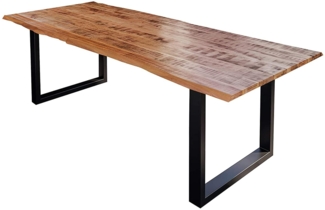 Baumkanten Essgruppe Mangoholz massiv 220 U-Gestell schwarz 7tlg. DORA 525864