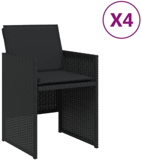 vidaXL Gartenstühle mit Kissen 4 Stk. Schwarz Poly Rattan 4007436