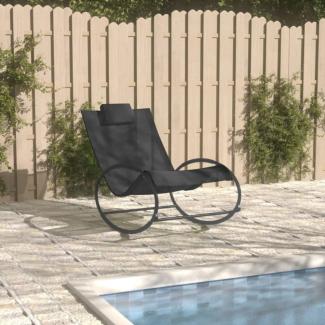 vidaXL Sonnenliege mit Kissen Stahl und Textilene Schwarz 317583