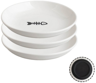 Beaface Futternapf Katzennapf 3er Set – Keramik mit rutschfestem Silikonboden, 5,5 Zoll, Keramik, Keramik, rutschfest, minimalistisch