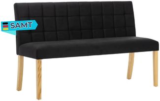 Sitzbank CILD 140 cm Schwarz Samt Indoor | Küchenbank Esszimmerbank Flurbank mit Rückenlehne