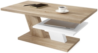 Mazzoni Couchtisch Cliff Sonoma Eiche / Weiß matt Tisch Wohnzimmertisch 110 x 60 x 45 cm