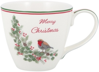 Greengate Becher Leonora Becher mit Henkel merry christmas 0,35 l, Stoneware