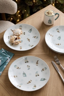 Next Servierteller 4er-Set Essteller, Weihnachtswichtel, Porzellan, (4-tlg)