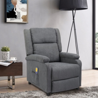 VINGLI Relaxsessel Fernsehsessel, TV-Sessel, 6-Punkt Massage & Warmfunktion, Seitentasche, bis 120 kg, Dunkelgrau