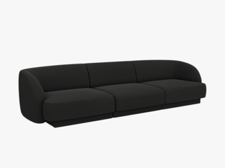 Micadoni Sofa Miley 3-Sitzer Boucle Baloo Schwarz