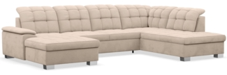 Selsey 'Jamaal' Wohnlandschaft mit Schlaffunktion und Stauraum linksseitig, Velours hydrophob, beige